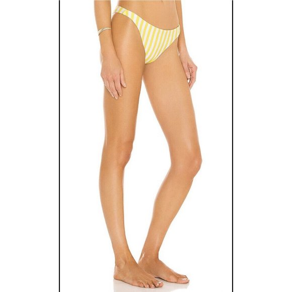 MIKOH Miyako 2 Bikini Bottom Yellow White Stripe - Picture 3 of 5